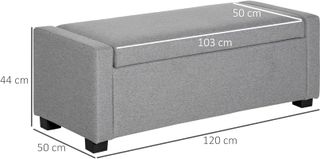 Cassapanca Contenedor, Banco Acolchado Con Compartimento, Banco de Fondo de Cama, Diseño Moderno, Plástico, Tejido Gris, Multiuso, 120X50X44Cm, Gris