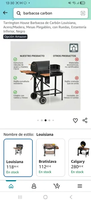 Barbacoa de carbón con mesas laterales