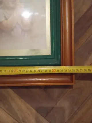 Cuadro vintage niño rezando y marco