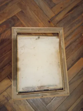 Cuadro vintage niño rezando y marco