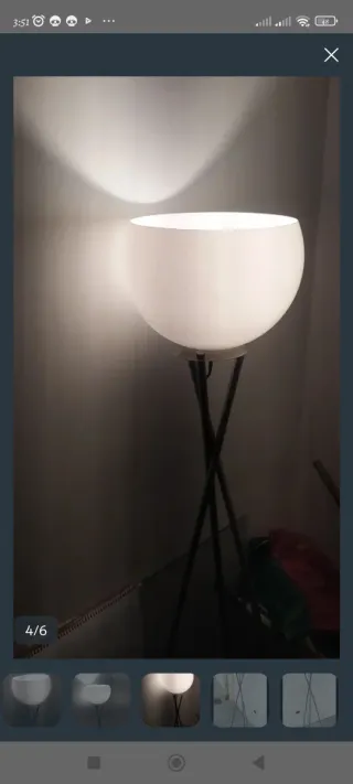 Lampada da terra vintage in metallo e plastica