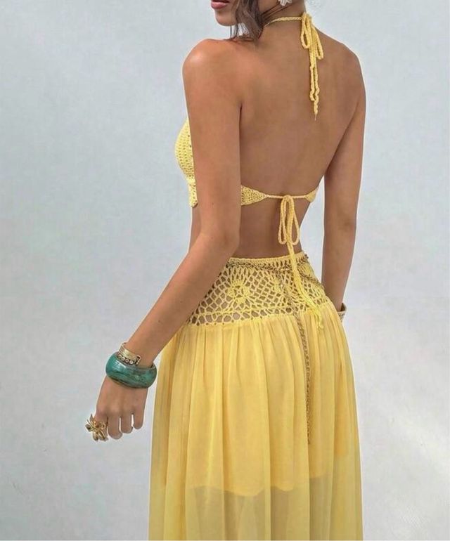 Conjunto de punto amarillo talla única