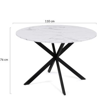 Mesa Redonda Extensible efecto Mármol y Metal negr