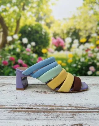 Sandalias de piel multicolor