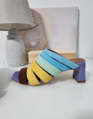 Sandalias de piel multicolor