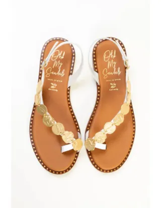 Sandalias de piel blancas y doradas