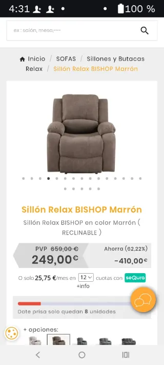 Pareja Sillones Relax Reclinables Tela Gris