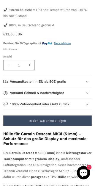 Carcasa protectora Garmin Descent Mk3
