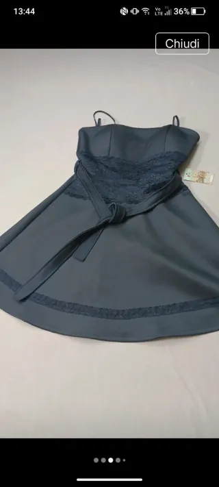 Vestito donna grigio con pizzo