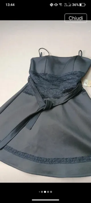 Vestito donna grigio con pizzo