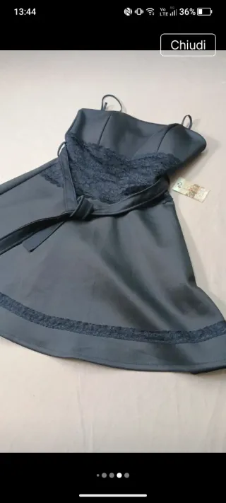 Vestito donna grigio con pizzo