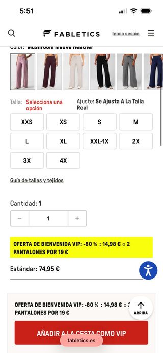 Conjunto Fabletics Gris Talla S