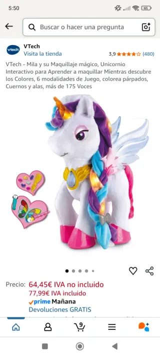 Unicornio mágico interactivo