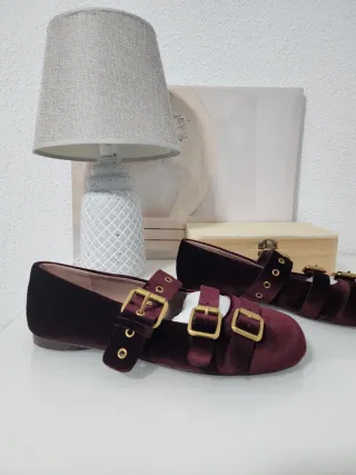 Bailarinas de terciopelo y piel