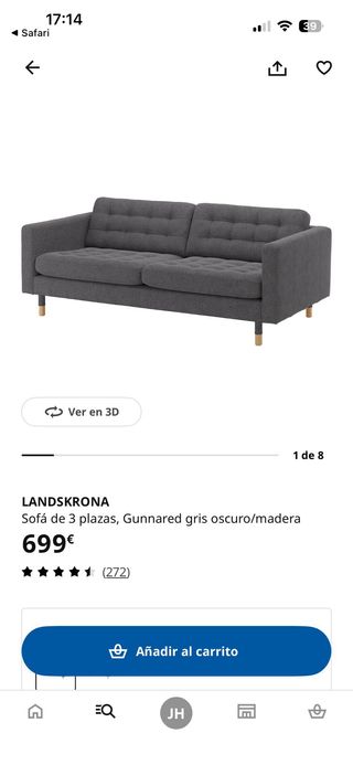 Sofá Ikea Landskrona Gris Tela
