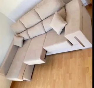 Sofá modular beige de tela