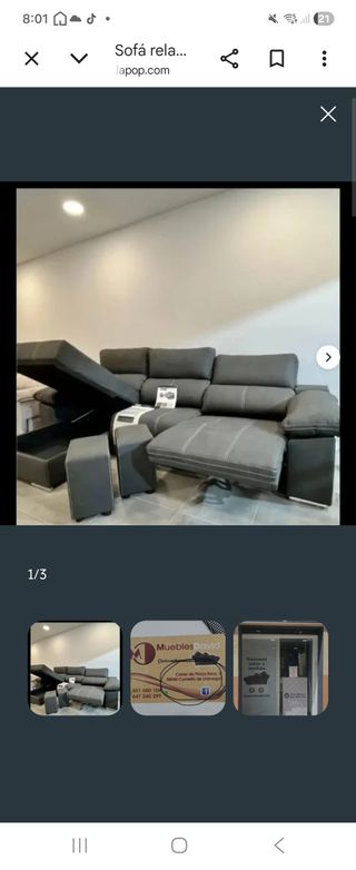 Sofá modular gris tela