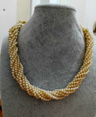 Collana perle vintage oro sintetiche