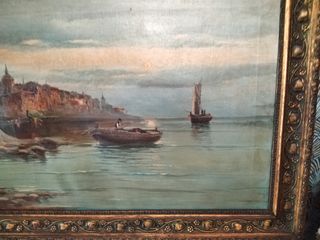 Cuadro antiguo paisaje marino