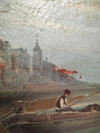 Cuadro antiguo paisaje marino