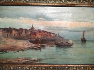 Cuadro antiguo paisaje marino