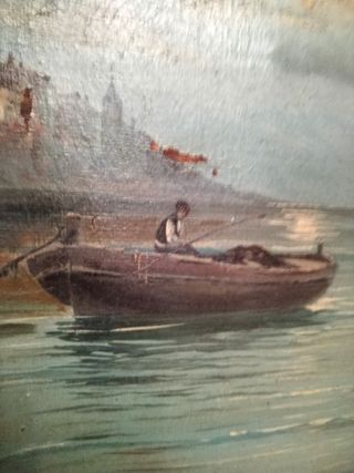 Cuadro antiguo paisaje marino