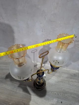 Lámpara de cerámica y metal azul/dorada