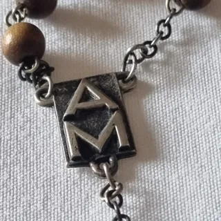 Rosario antiguo madera y metal 1920/40