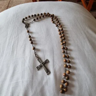 Rosario antiguo madera y metal 1920/40