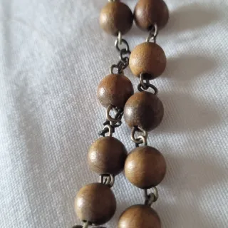 Rosario antiguo madera y metal 1920/40