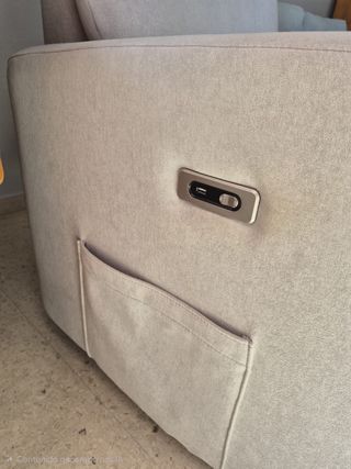 Sillón relax tela beige/gris