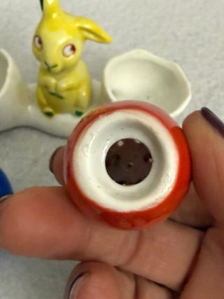 Set Porcellana Antico Coniglio Uova Sale Pepe