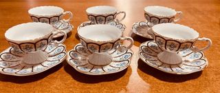 Set 6 Tazzine Royal Porcelain Fiori Blu