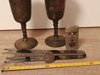 Lote copas plateadas y mechero