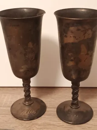 Lote copas plateadas y mechero