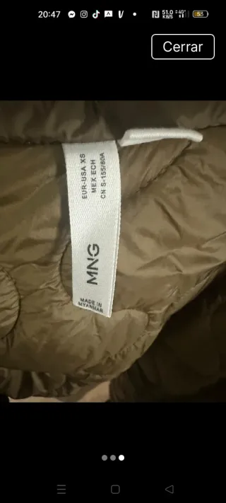 Parka Mango verde acolchada