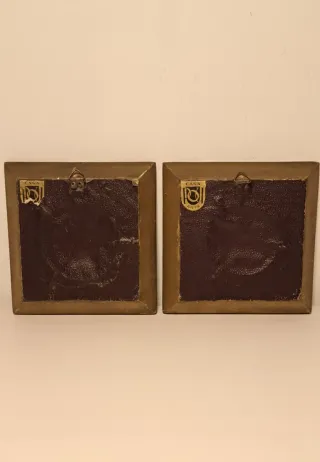 Pareja cuadros religiosos antiguos pan de oro