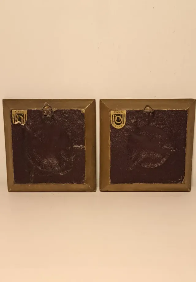 Pareja cuadros religiosos antiguos pan de oro