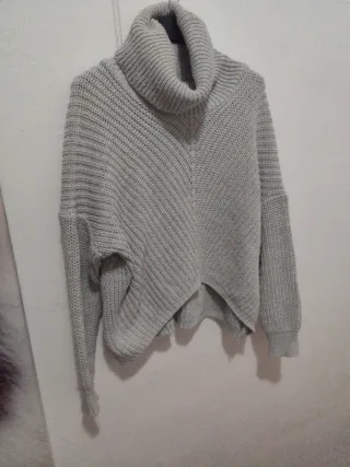 Jersey punto grueso cuello alto mujer