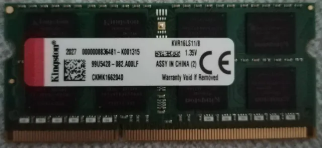 RAM DDR3 8GB SODIMM Kingston KVR16LS11/8 DDR 3 8