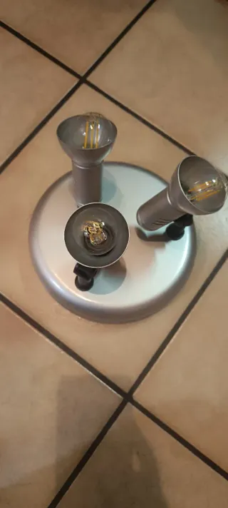 Lampadario 3 faretti soffitto argento