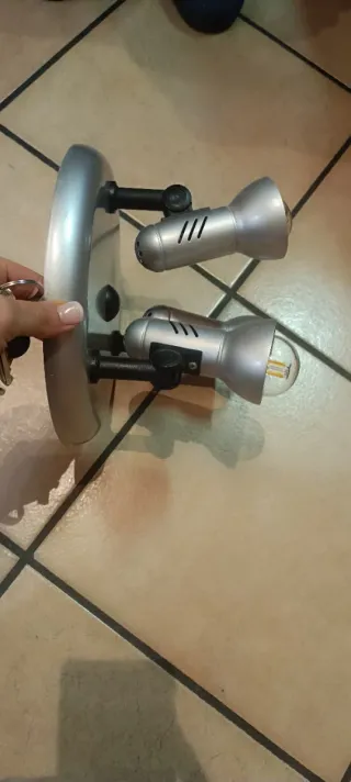 Lampadario 3 faretti soffitto argento