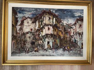 Cuadro al óleo paisaje urbano