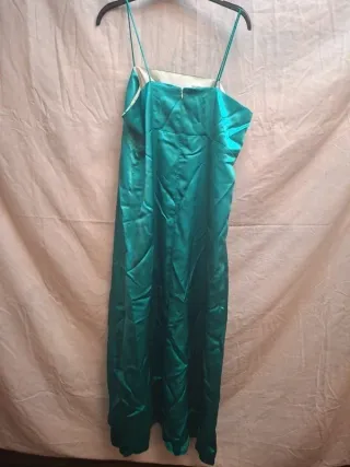 Vestido de fiesta largo verde azulado