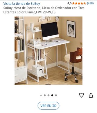 Escritorio SoBuy Blanco con Estantes