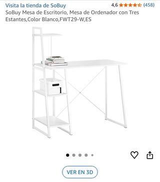 Escritorio SoBuy Blanco con Estantes