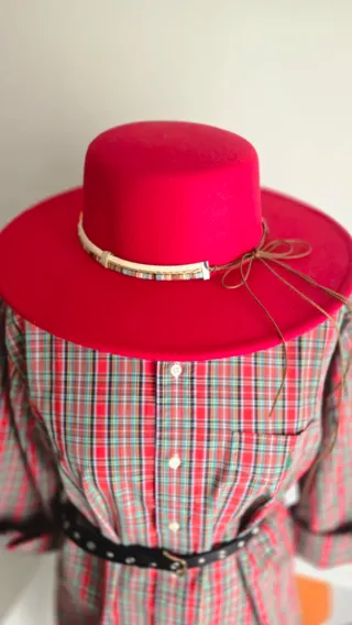 Cappello western boho chic rosso