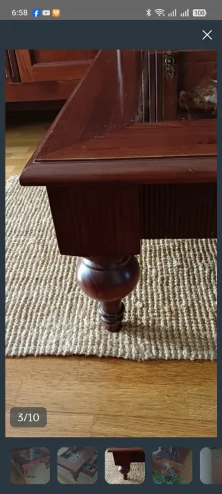 Mesa de centro madera y cristal 80x42 cm