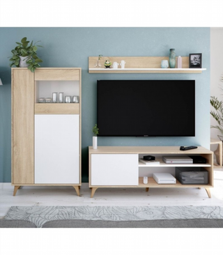 Vitrina 3 Puertas. Roble Canadian/Blanco Artik