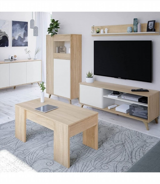 Vitrina 3 Puertas. Roble Canadian/Blanco Artik